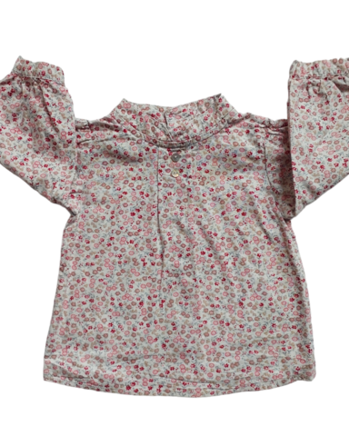 3-6mths pink floral LS shirt