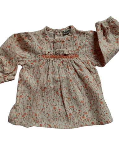3-6mths Apricot Floral LS Shirt