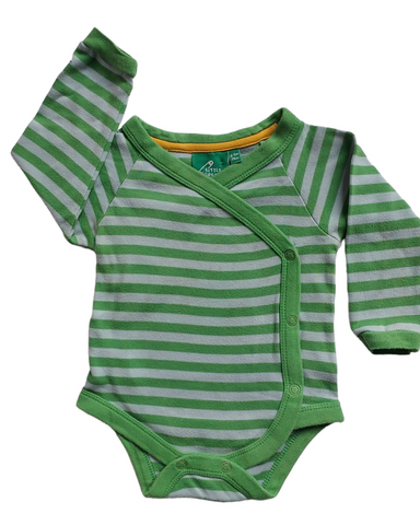 6-9mths Green Striped Kimono LS Bodysuit