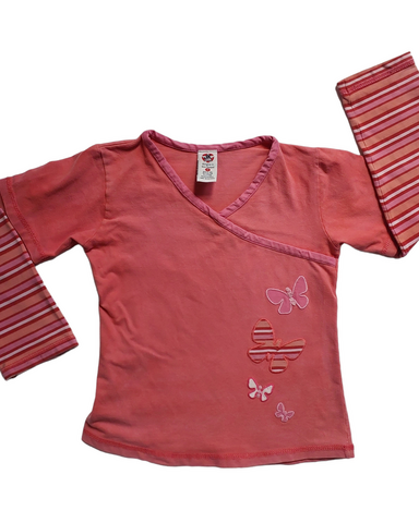 Size 6 Butterfly and stripes LS top (Y2K)