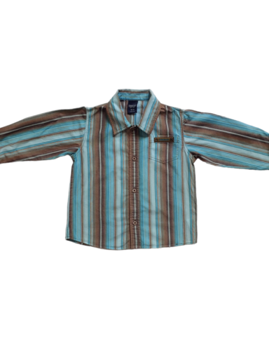 18-24mths Green/Brown Striped LS shirt
