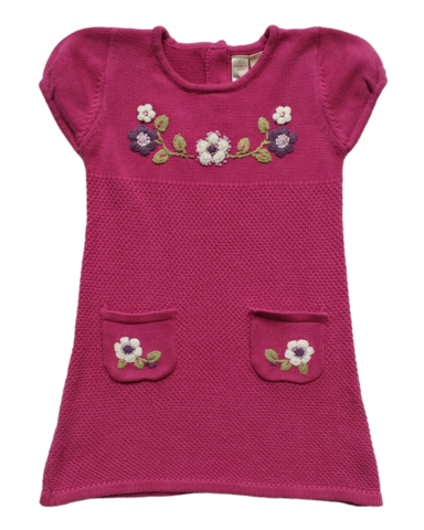 Size 4 Crimson knit dress with floral embroidery