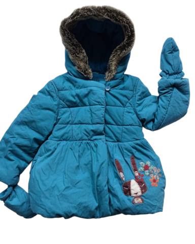 Size 2-3yrs Thick Blue Winter Jacket with mittens