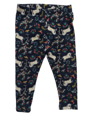 12-18 mths Navy with unicorns, flowers and birds print Leggings