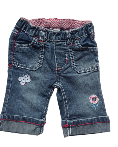 0-3 mths Cropped Jeans with Butterfly and Flower Y2K