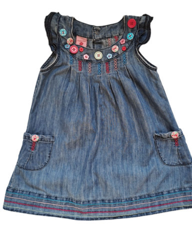 Size 4 Denim Pinafore with button detail