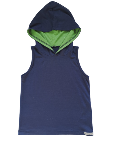 Size 7/8 Navy Merino Sleeveless Hoodie
